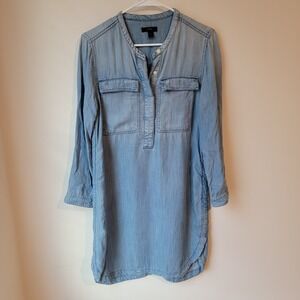 J Crew Chambray Shirt Dress Size‎ Small Lyocell Blue Coastal Euro Summer Beach